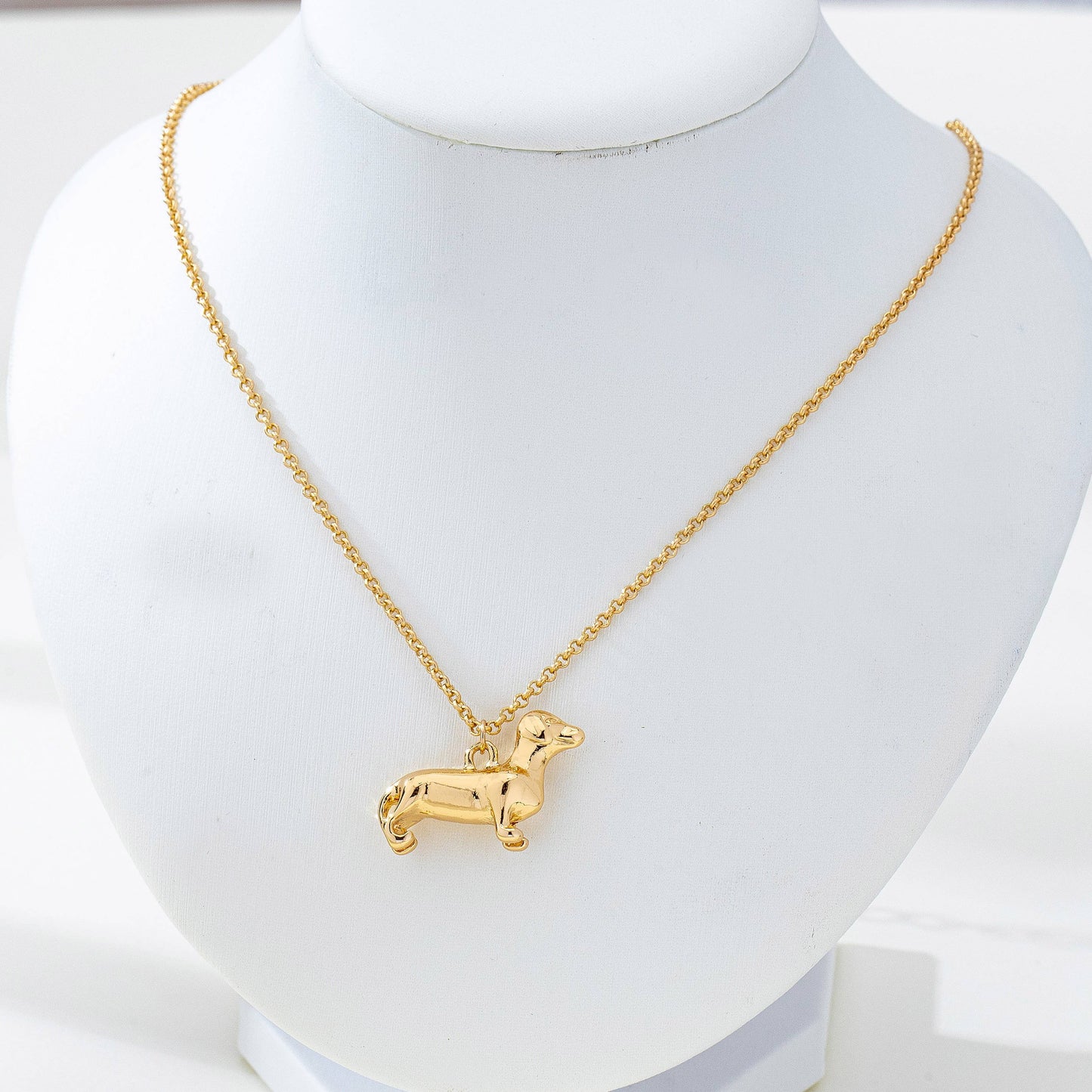 Gold-Tone Dachshund Dog Pendant Necklace | 80N93008