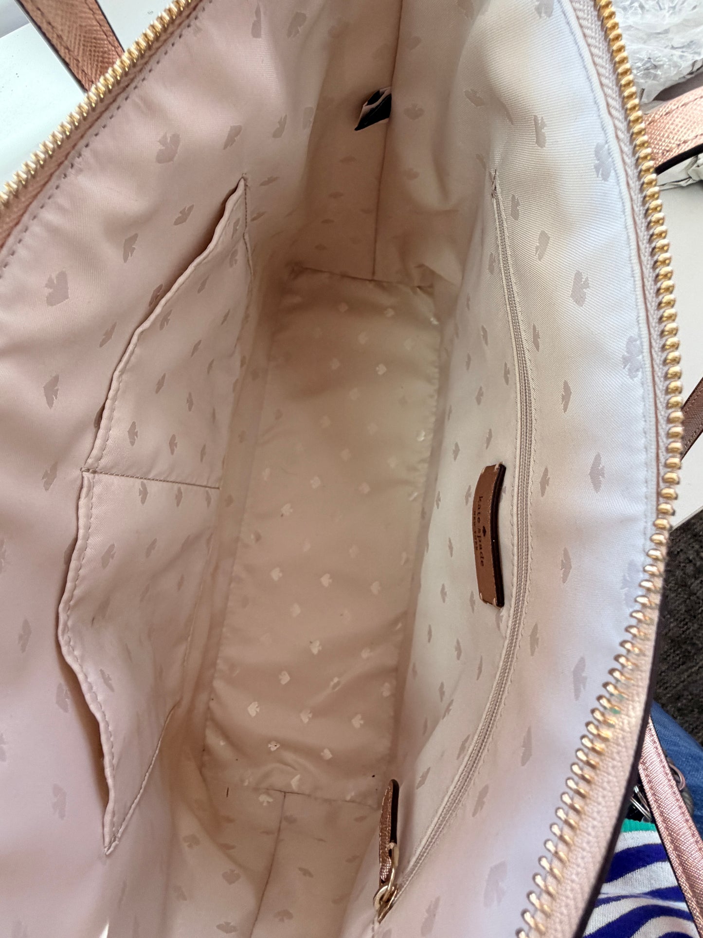 Kate Spade Large Shimmer Tote Bag Rose Gold
