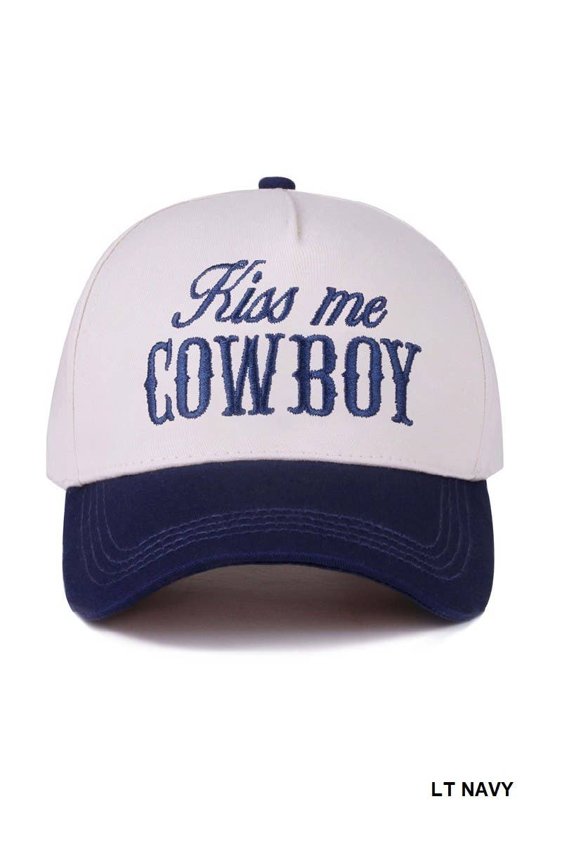 Kiss Me Cowboy Two Tone Canvas Cotton Cap