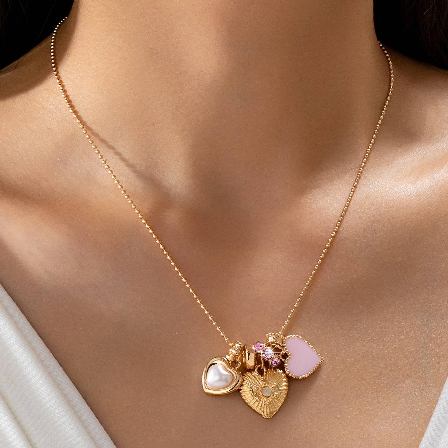 Multi-Heart Charm Necklace | 80N92883