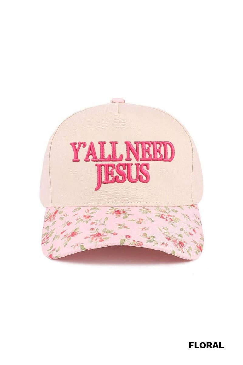 Y'all Need Jesus Two Tone Canvas Cotton Cap