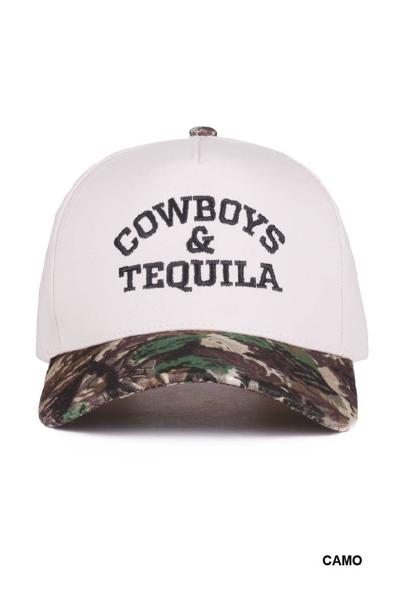 Cowboys And Tequila Two Tone Canvas Cotton Cap