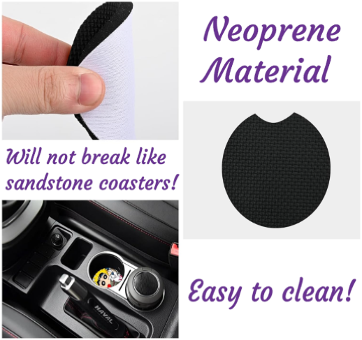 Pastel Green Plaid Neoprene Car Coaster Set