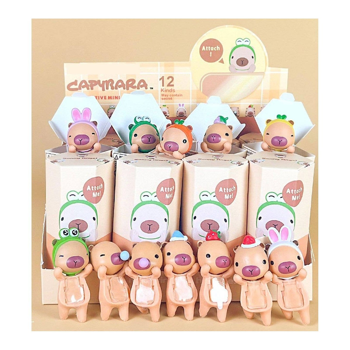 Capybara Mystery Box Phone Attachment Figure 12 Pack Cute Mini Phone Decor Collectible Toy Set