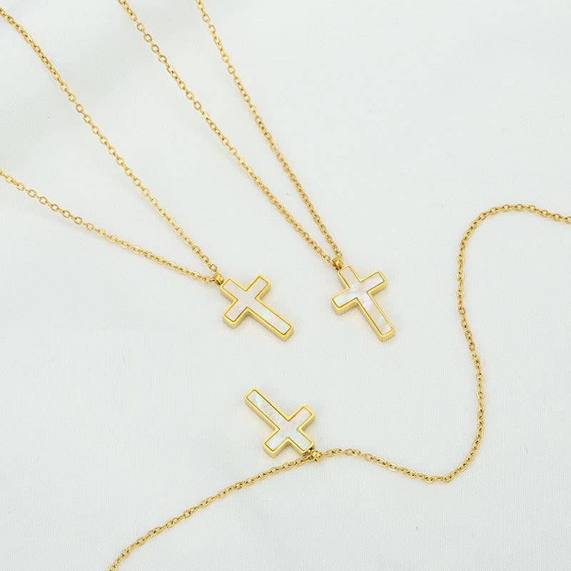 18K STAINLESS STEEL TARNISH FREE CROSS NECKLACE | 40NK9485