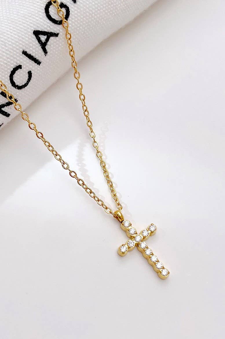 18K STAINLESS STEEL TARNISH FREE CROSS NECKLACE | 40NK9482