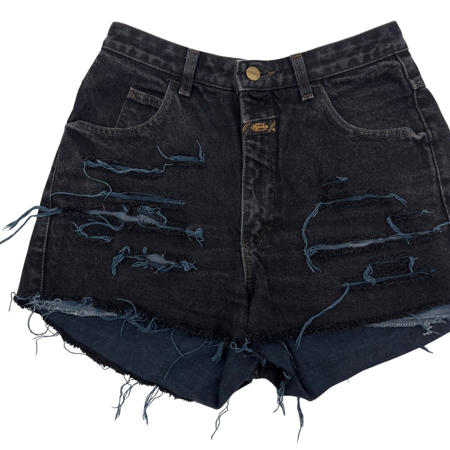 Vintage Marithe + Francois Girbaud Distressed Black Jean Shorts 11/12