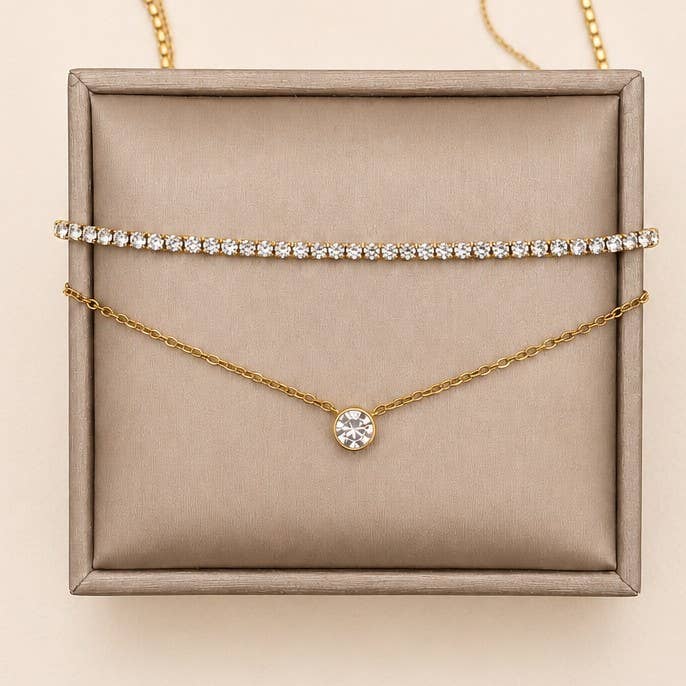 18K STAINLESS STEEL TARNISH FREE LAYERED NECKLACE | 40NK9761