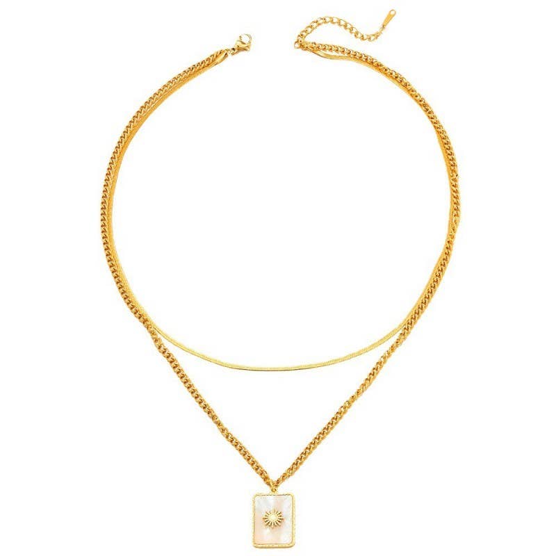 18K STAINLESS STEEL TARNISH FREE SUN NECKLACE | 40NK9589
