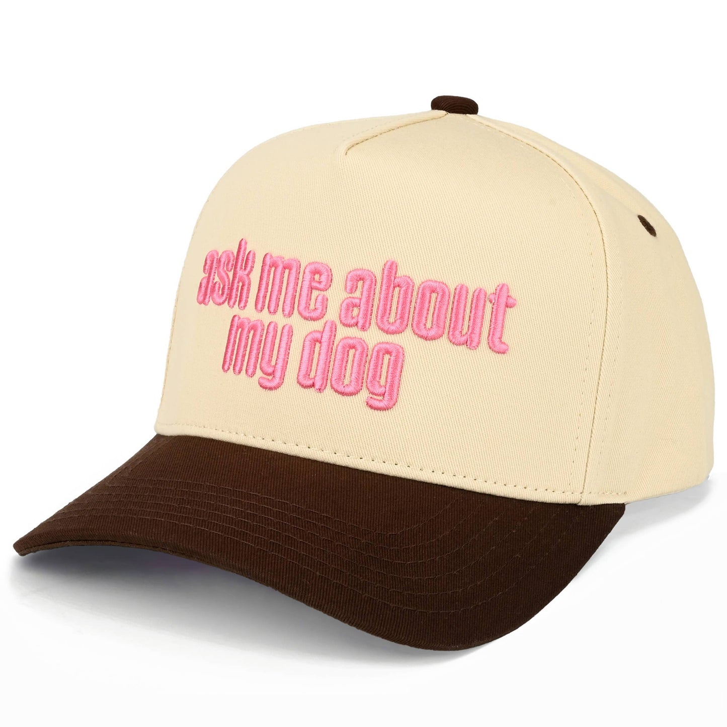 C.C ASK ME ABOUT MY DOG Letter on Two Tone Trucker Hat
