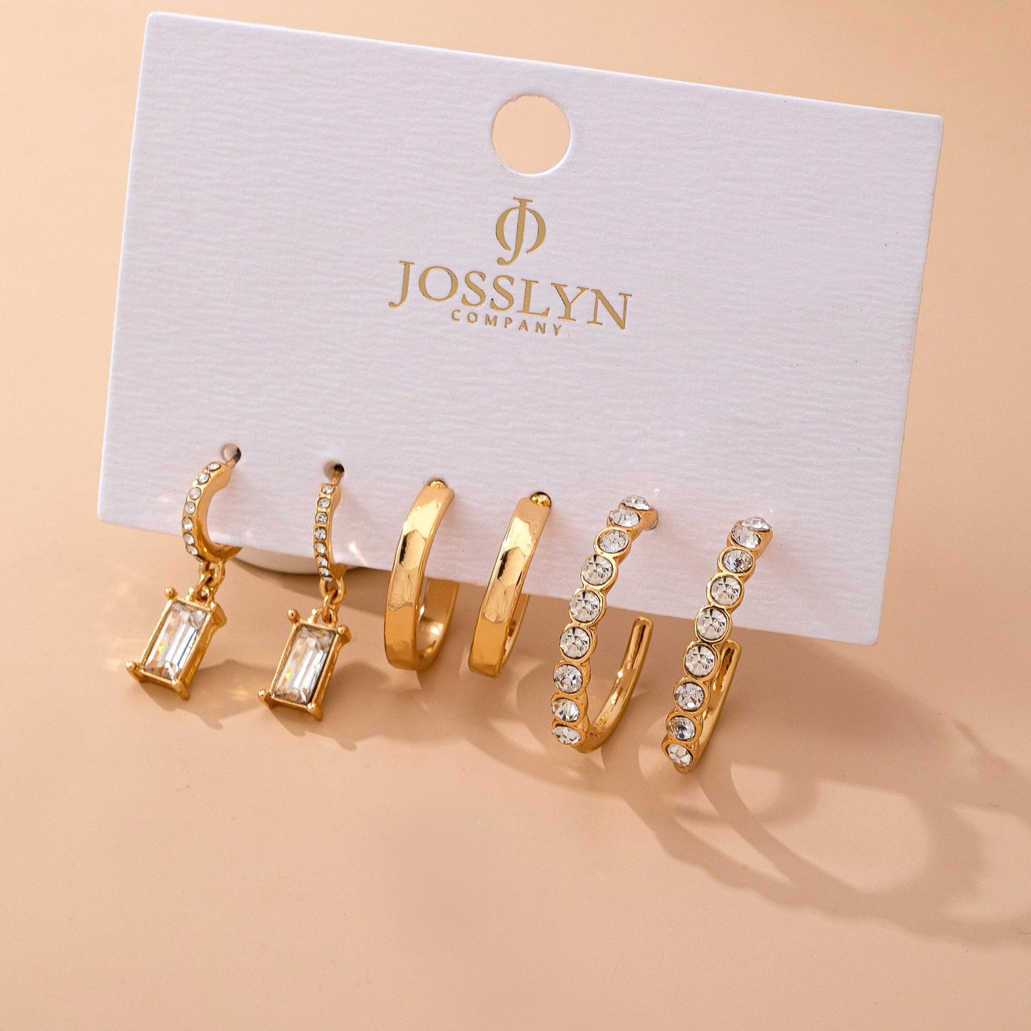 Crystal-Accented Gold Hoop Earring Set | 80E61945