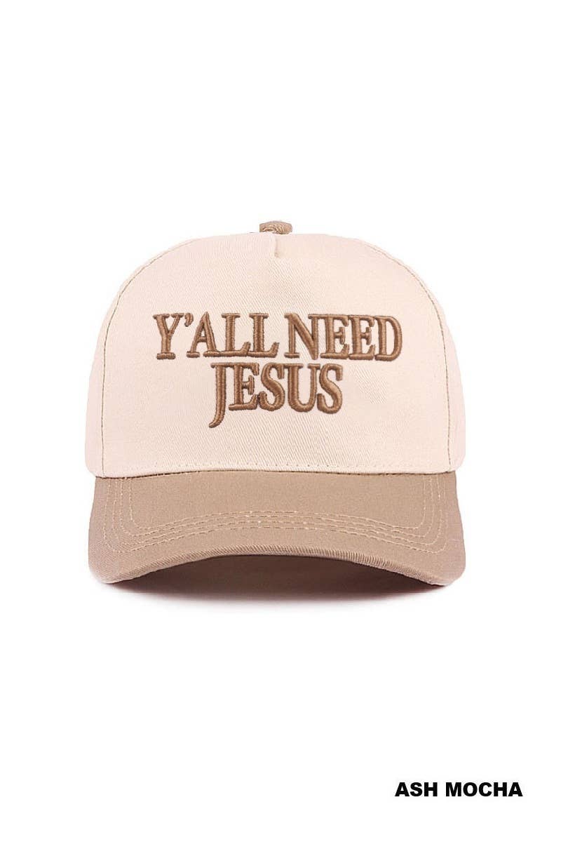 Y'all Need Jesus Two Tone Canvas Cotton Cap
