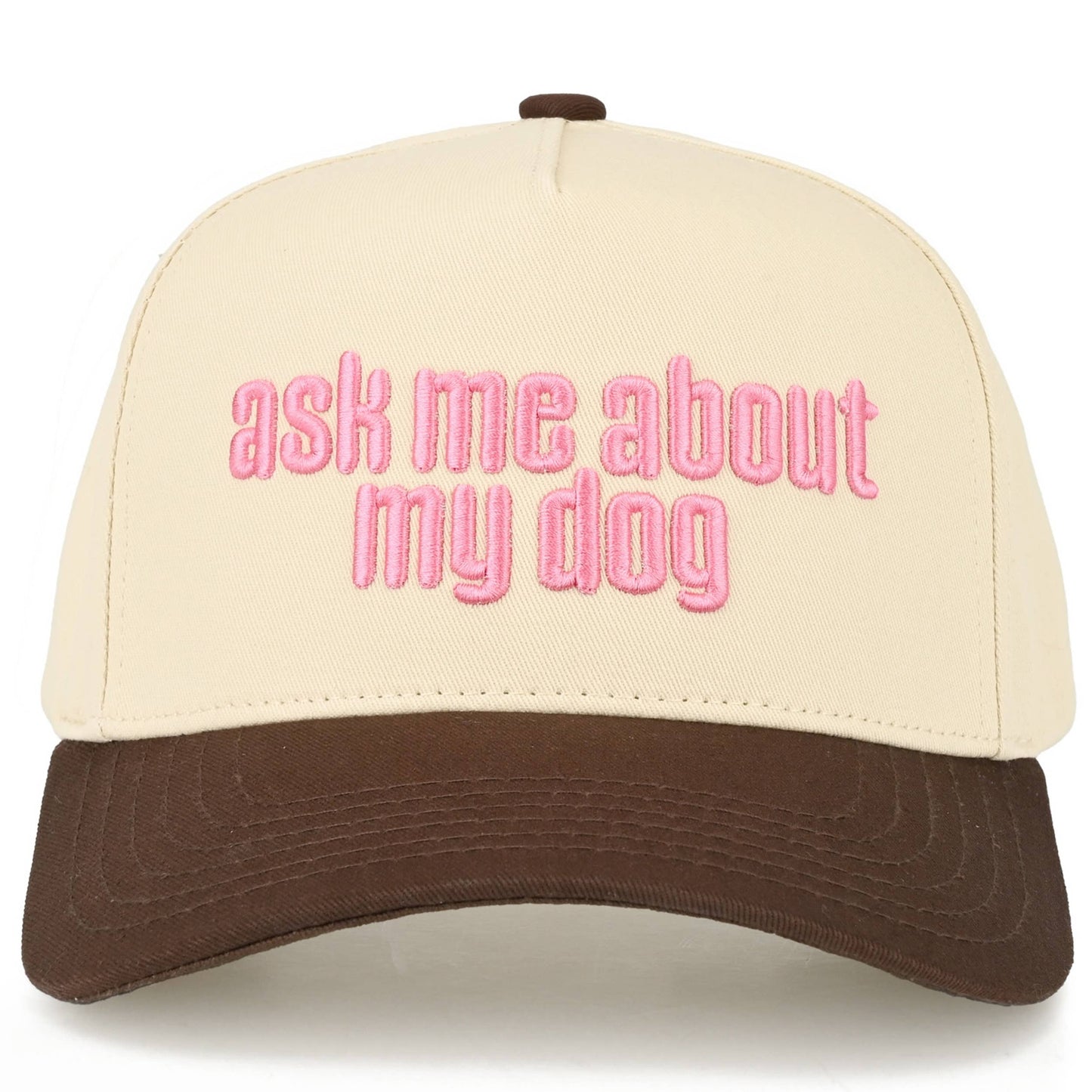 C.C ASK ME ABOUT MY DOG Letter on Two Tone Trucker Hat