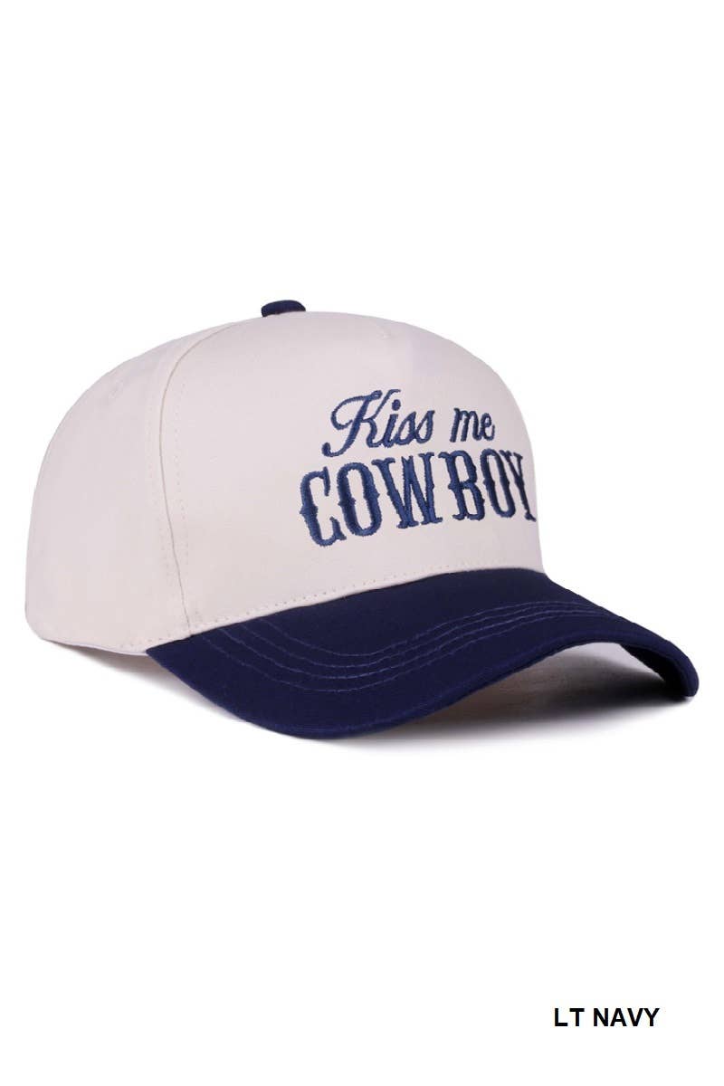 Kiss Me Cowboy Two Tone Canvas Cotton Cap