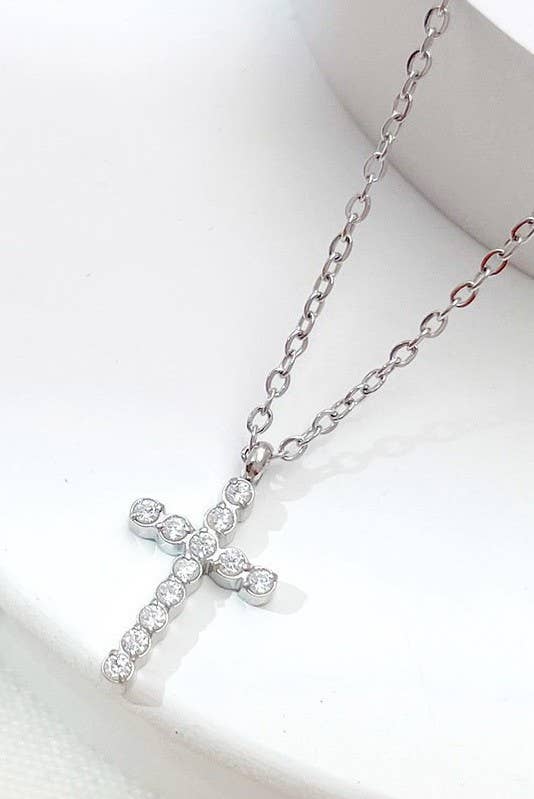 18K STAINLESS STEEL TARNISH FREE CROSS NECKLACE | 40NK9482