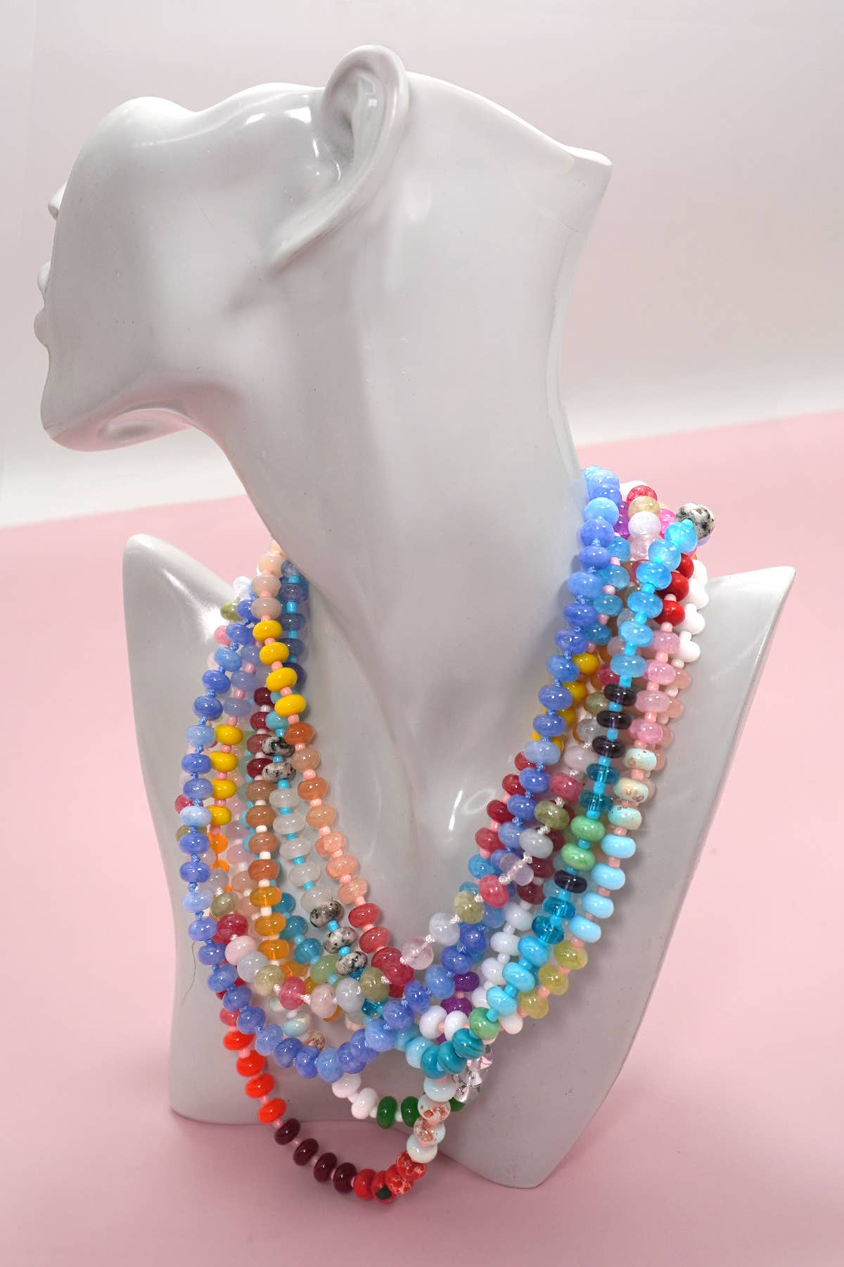 Natural Stone Semi-Precious Glass Mixed Necklace | 40NK9694