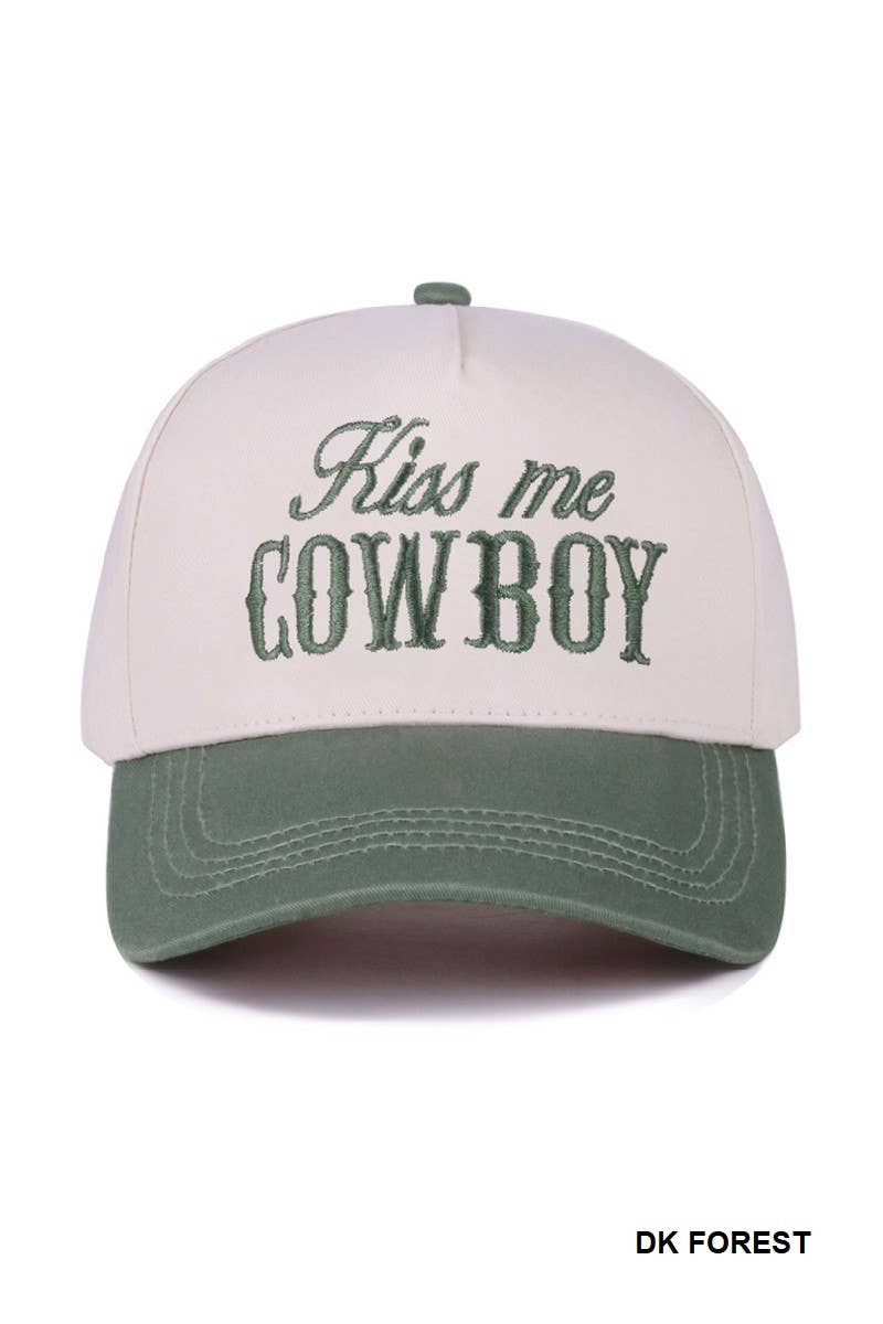 Kiss Me Cowboy Two Tone Canvas Cotton Cap