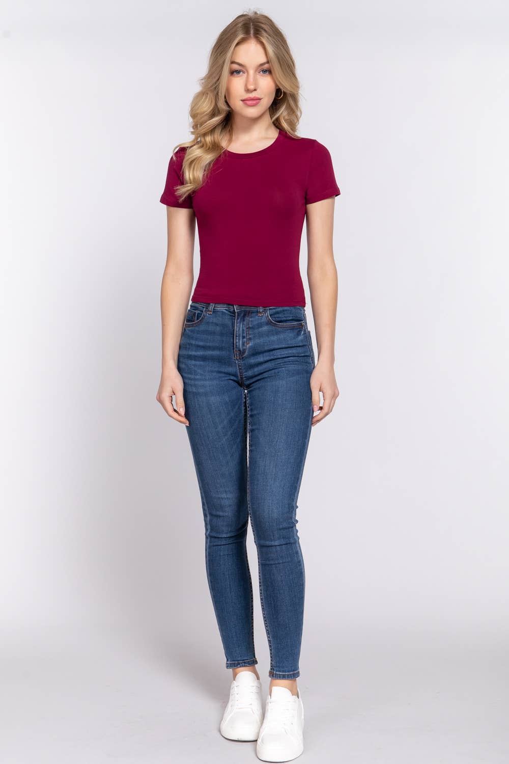 Short Sleeve Crew Neck Crop Top