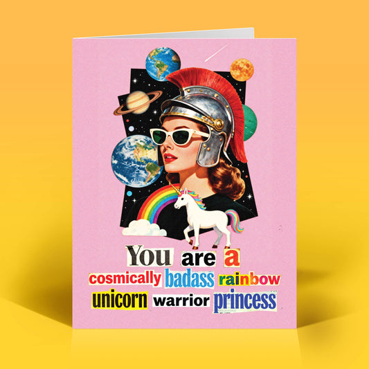 Funny Birthday Card – WARRIOR PRINCESS – Retro Humor