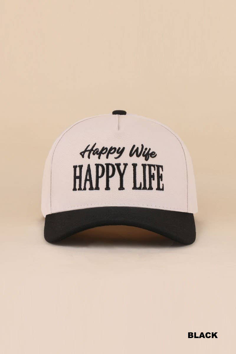 Happy Wife Happy Life Two Tone Snapback Hat