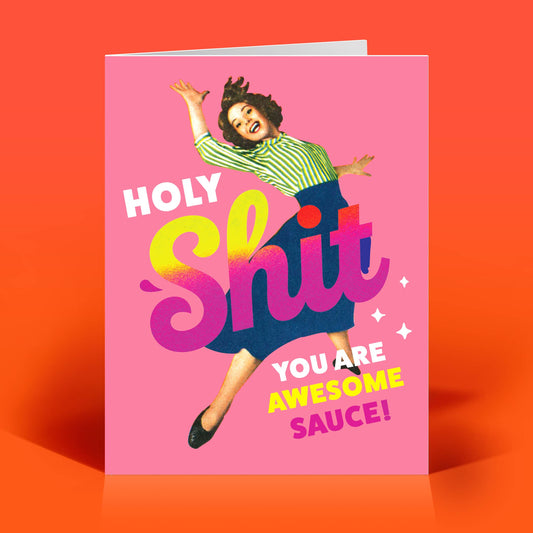 Funny Everyday Card – AWESOME SAUCE – Retro Humor