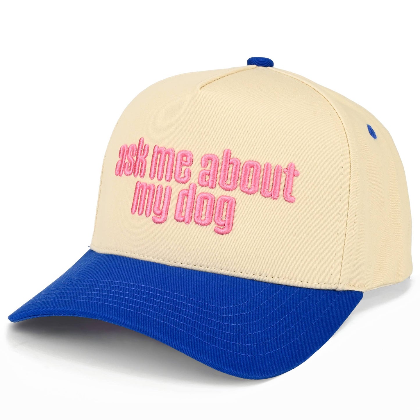C.C ASK ME ABOUT MY DOG Letter on Two Tone Trucker Hat