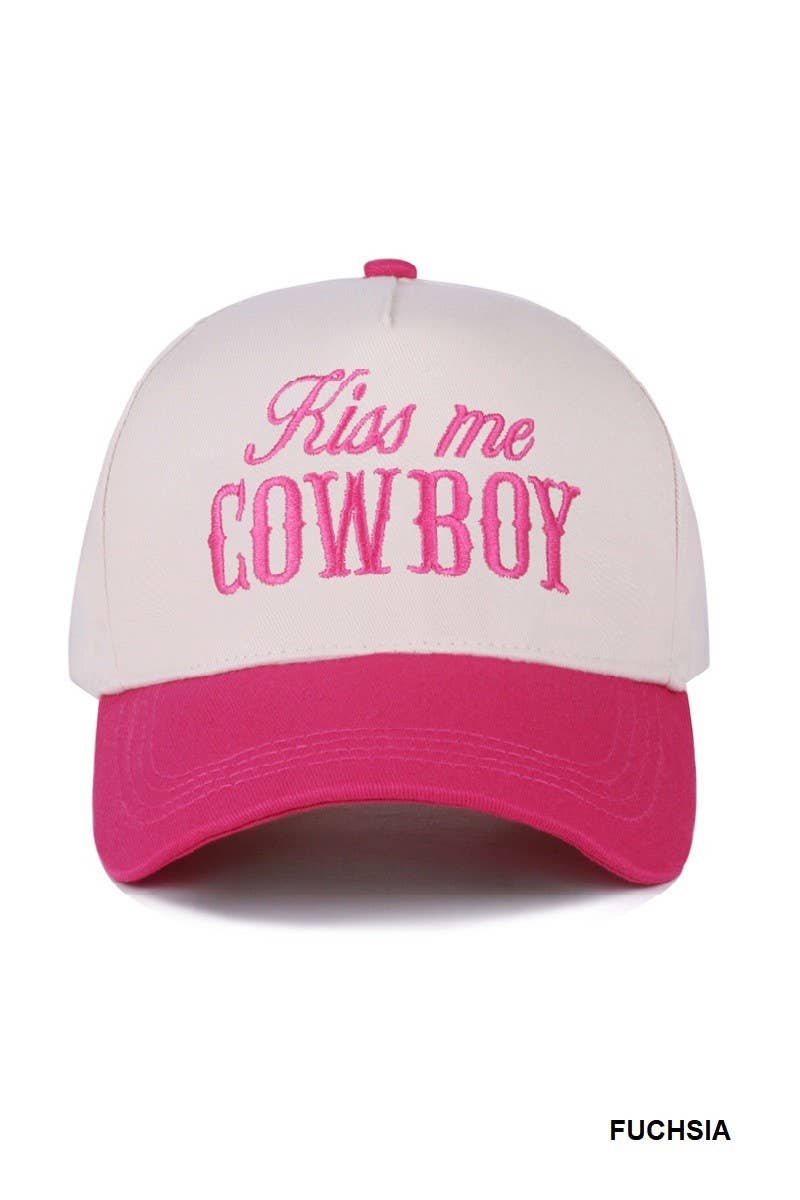 Kiss Me Cowboy Two Tone Canvas Cotton Cap