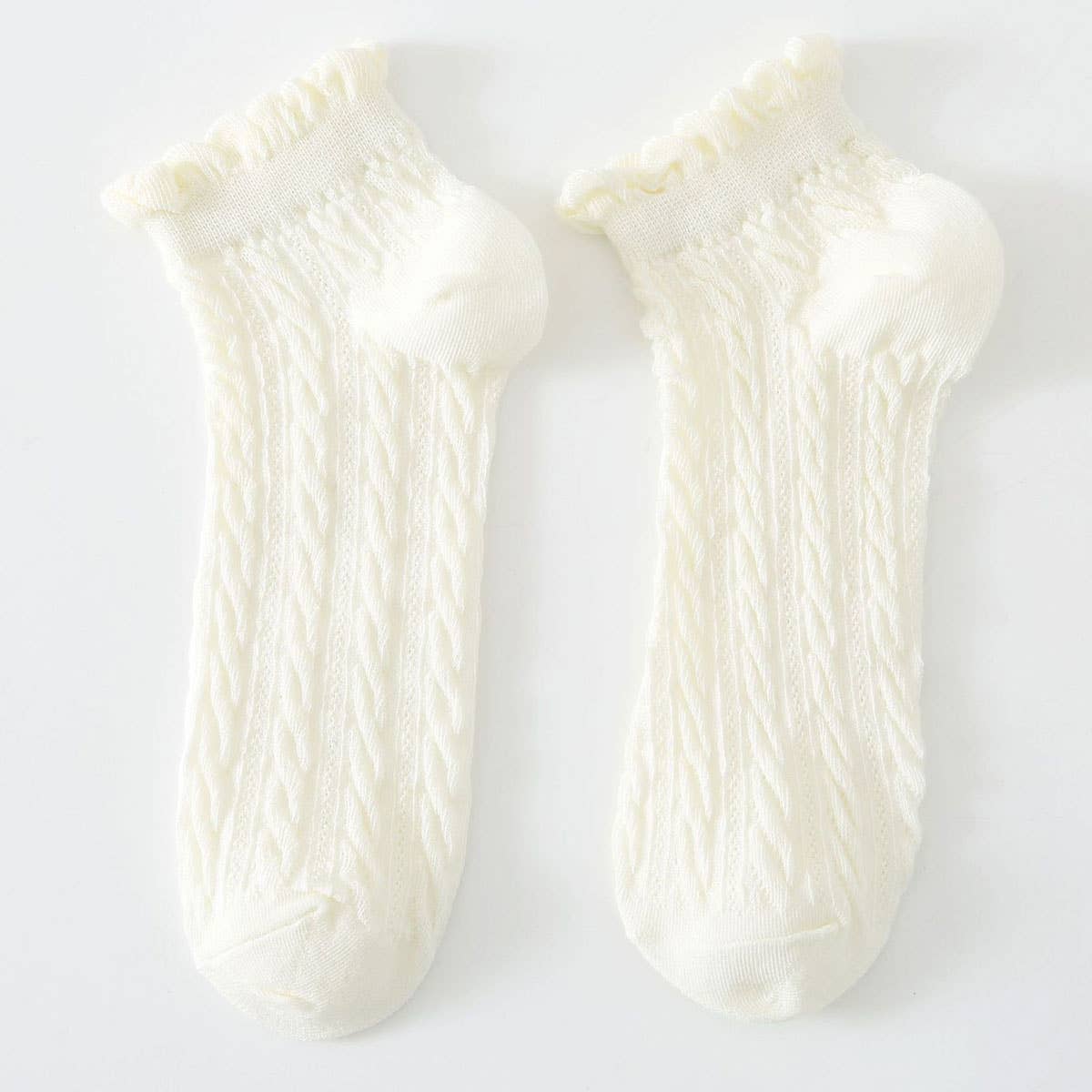 Mesh  Twist Ruffle Ankle Socks