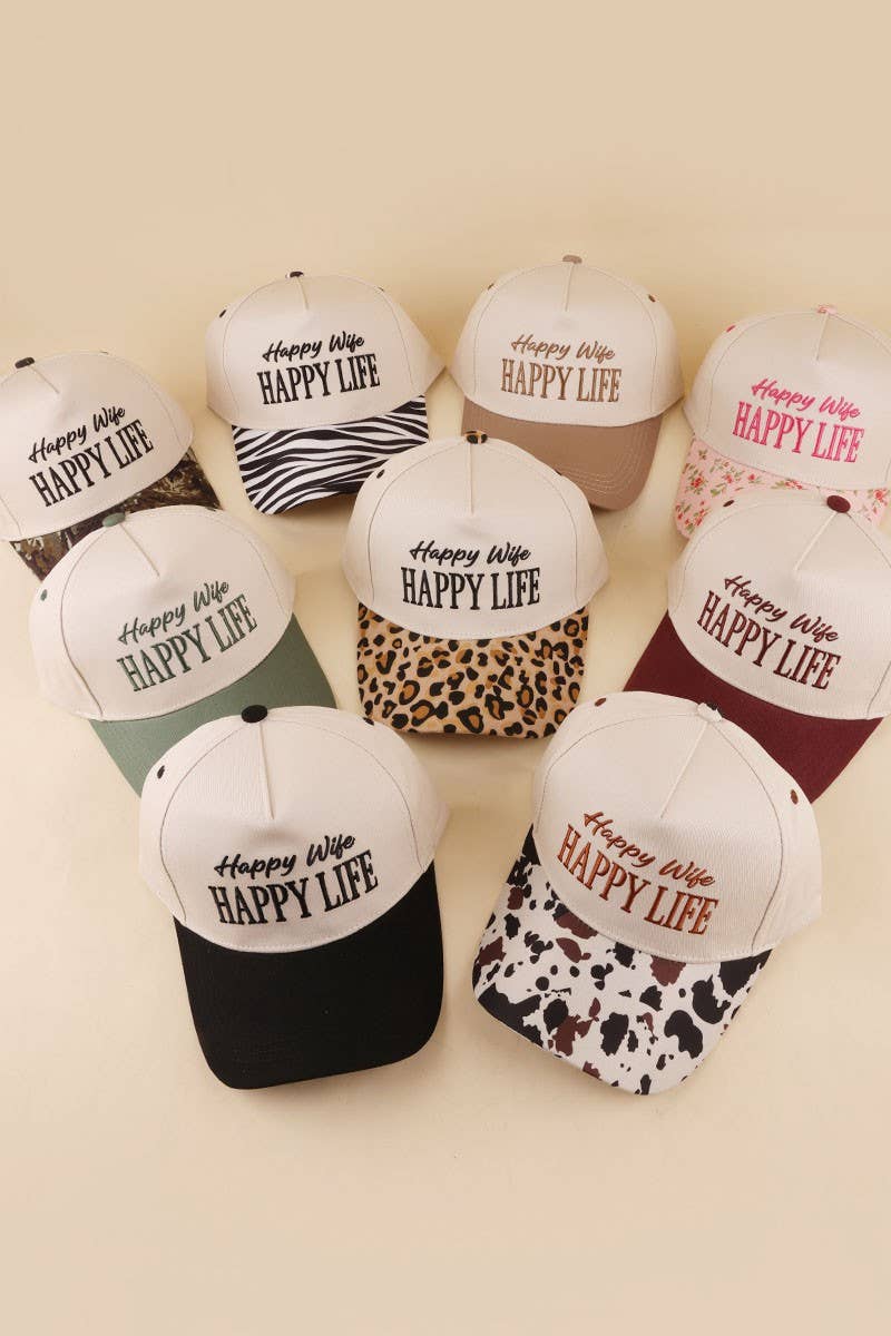 Happy Wife Happy Life Two Tone Snapback Hat