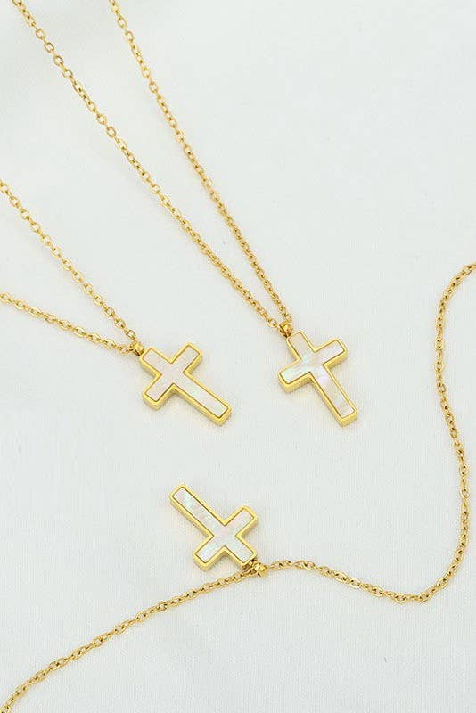 18K STAINLESS STEEL TARNISH FREE CROSS NECKLACE | 40NK9485