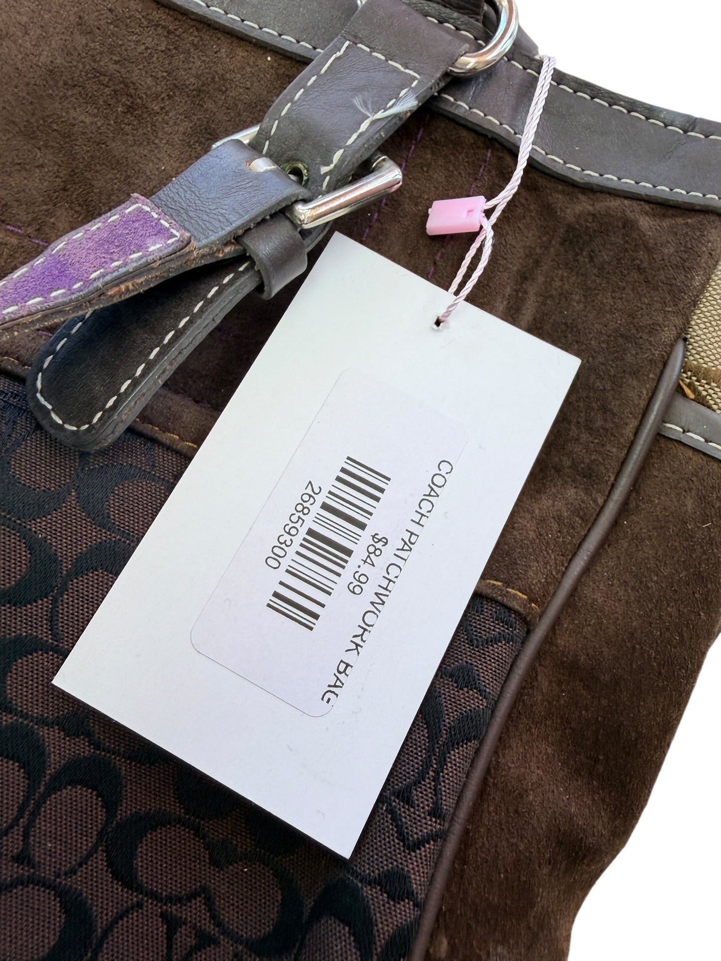 Coach Logo Patchwork Tote Bag Vintage Suede