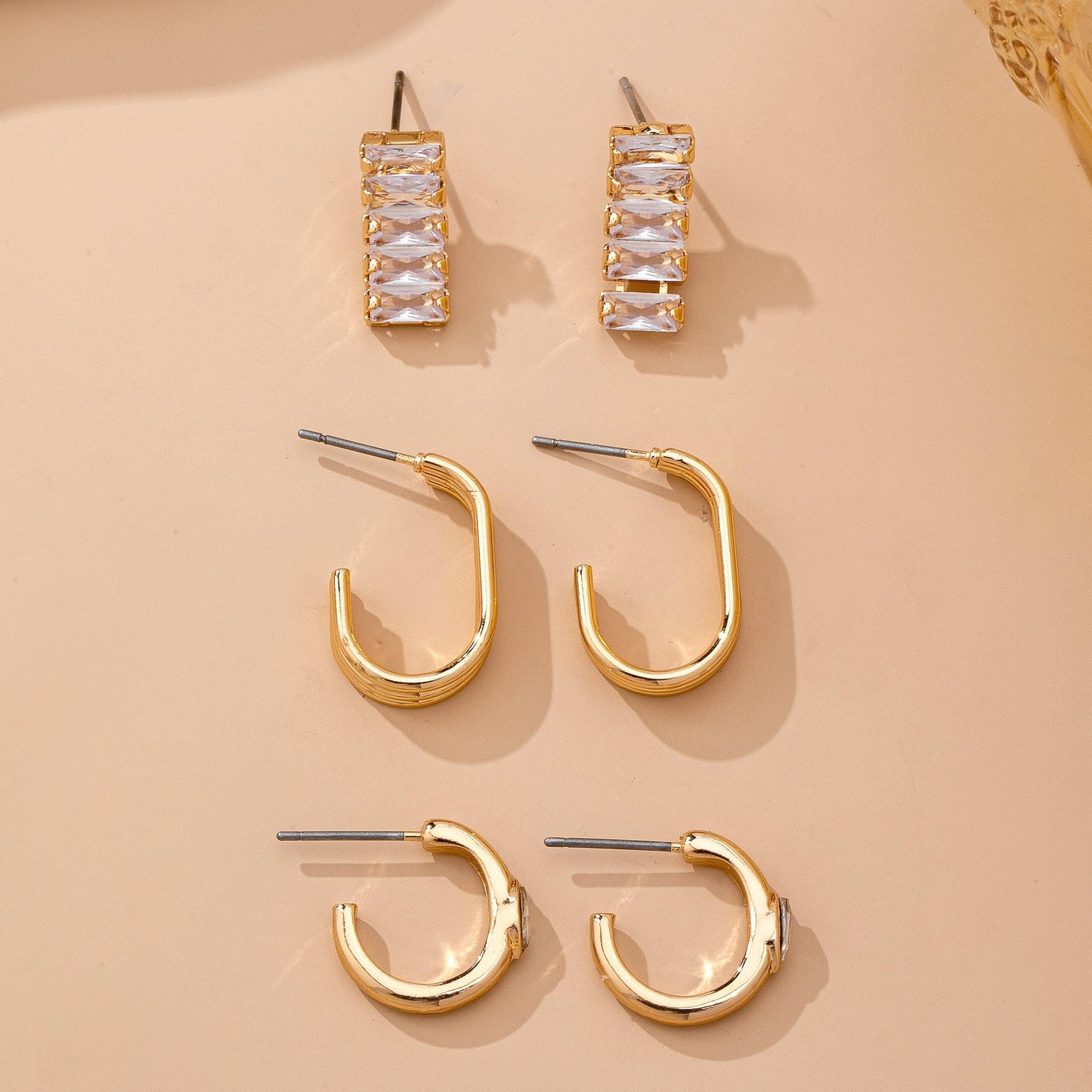 Crystal & Gold Hoop Earring Set | 80E61948