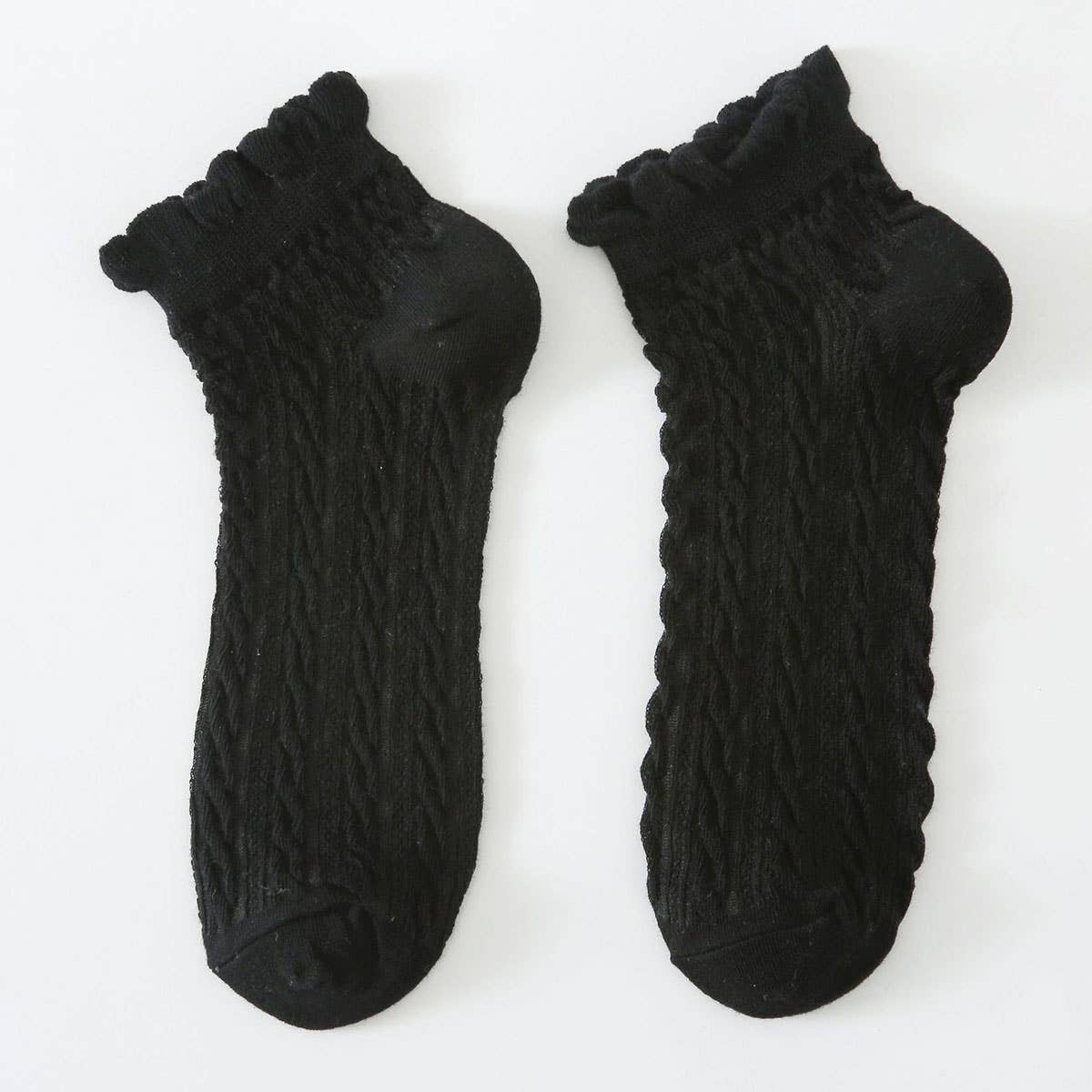 Mesh  Twist Ruffle Ankle Socks