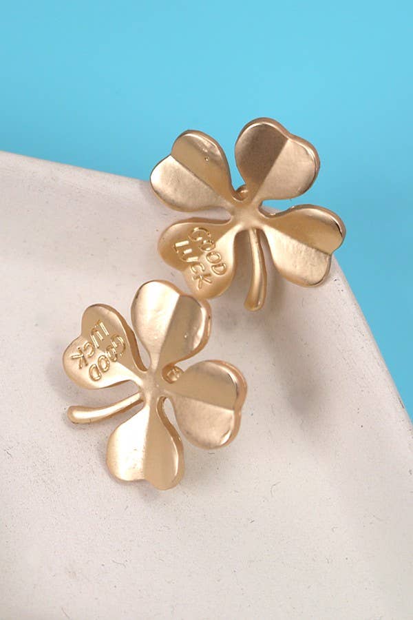 GOOLD LUCK ST PATRICK'S DAY CLOVER STUD EARRINGS