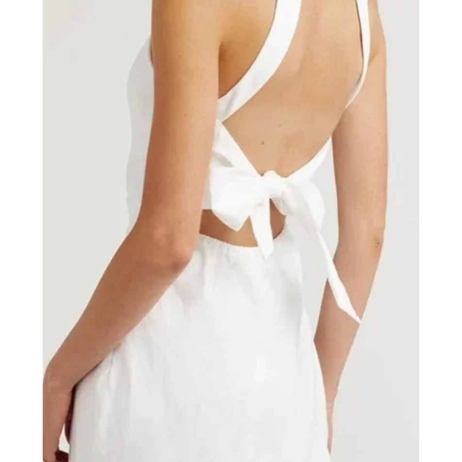 New Dissh Andrea White Linen Maxi Dress Womens 12