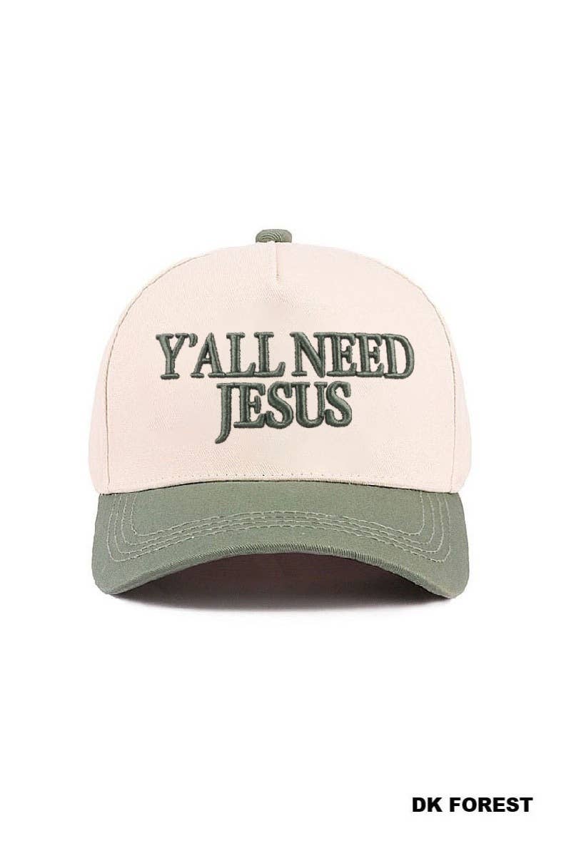 Y'all Need Jesus Two Tone Canvas Cotton Cap