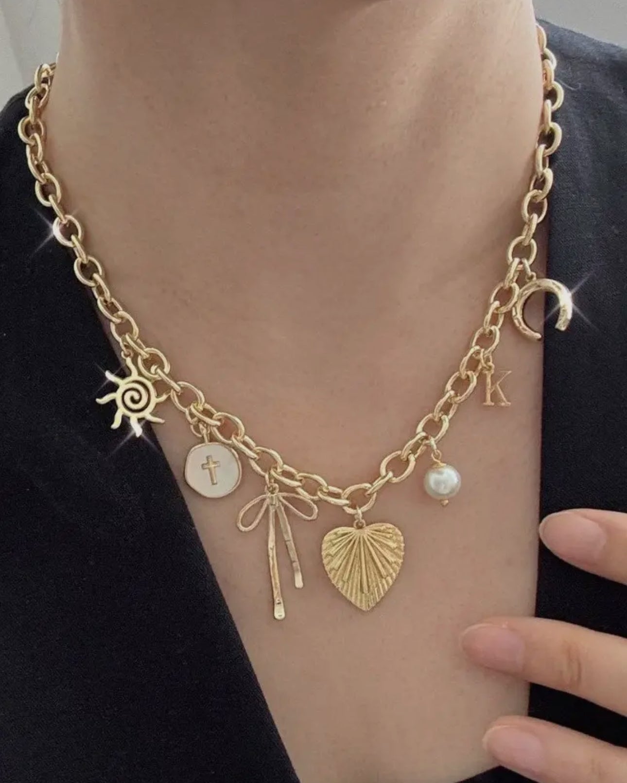 Josslyn Charm Necklace Bow Heart