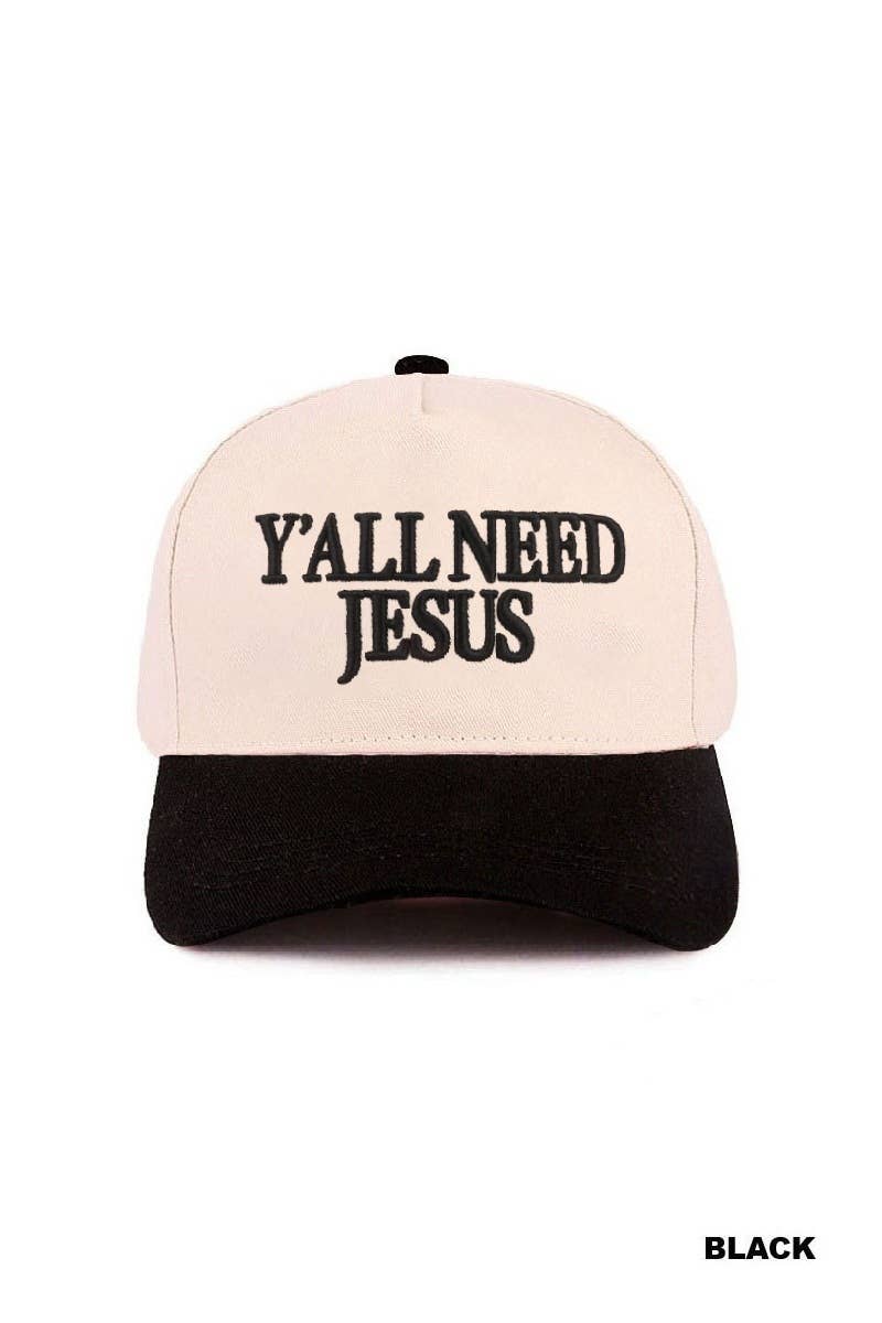 Y'all Need Jesus Two Tone Canvas Cotton Cap