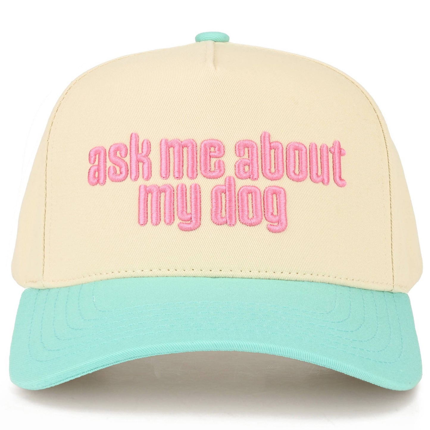 C.C ASK ME ABOUT MY DOG Letter on Two Tone Trucker Hat