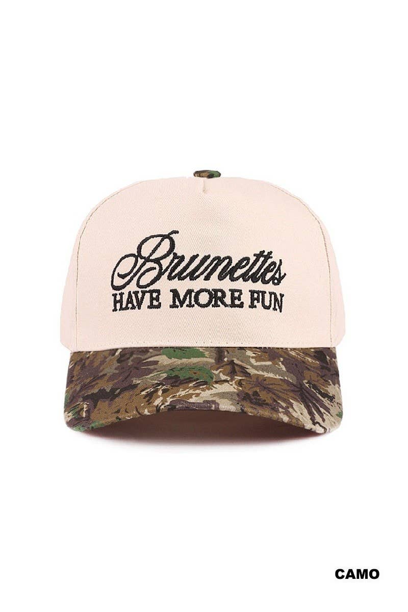 Brunettes Have More Fun Two-tone Canvas Cotton Cap