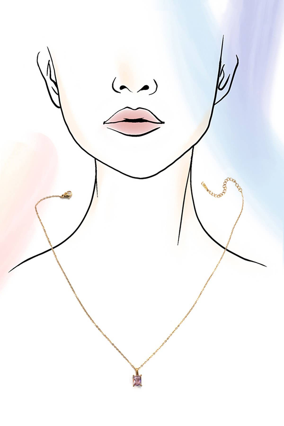 18K STAINLESS STEEL TARNISH FREE GLASS NECKLACE | 40NK9444