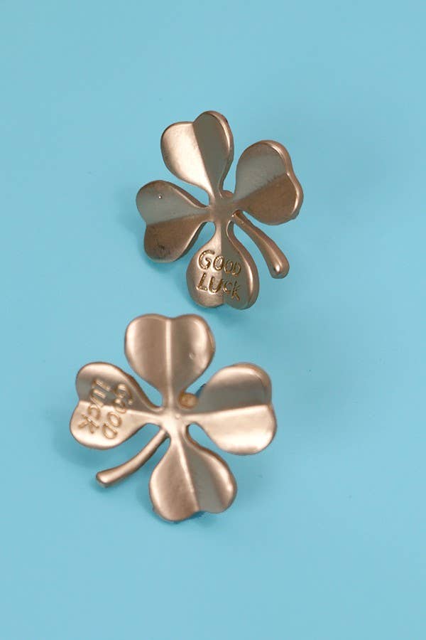 GOOLD LUCK ST PATRICK'S DAY CLOVER STUD EARRINGS