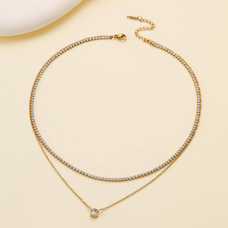 18K STAINLESS STEEL TARNISH FREE LAYERED NECKLACE | 40NK9761