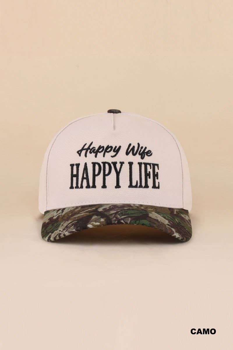 Happy Wife Happy Life Two Tone Snapback Hat