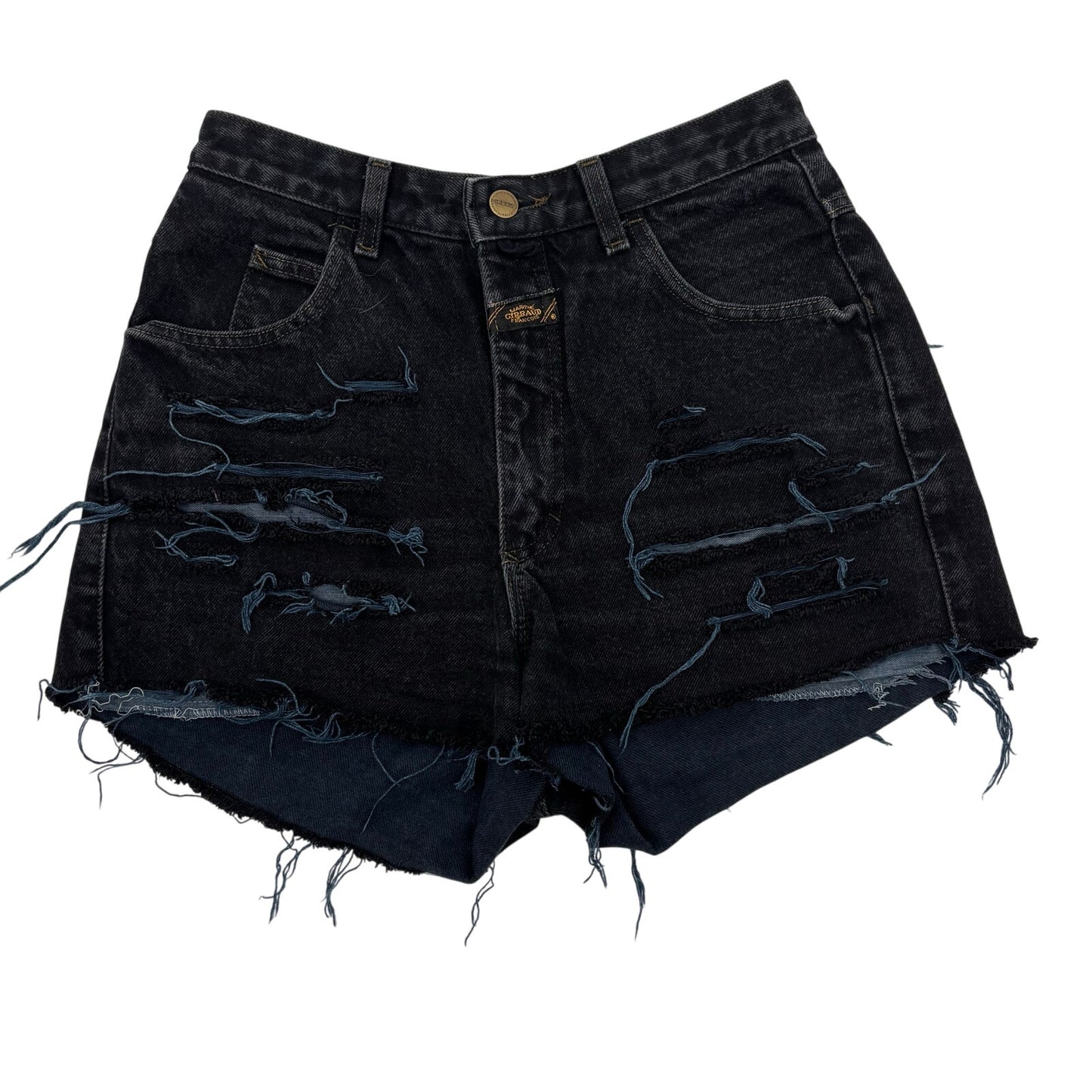 Vintage Marithe + Francois Girbaud Distressed Black Jean Shorts 11/12