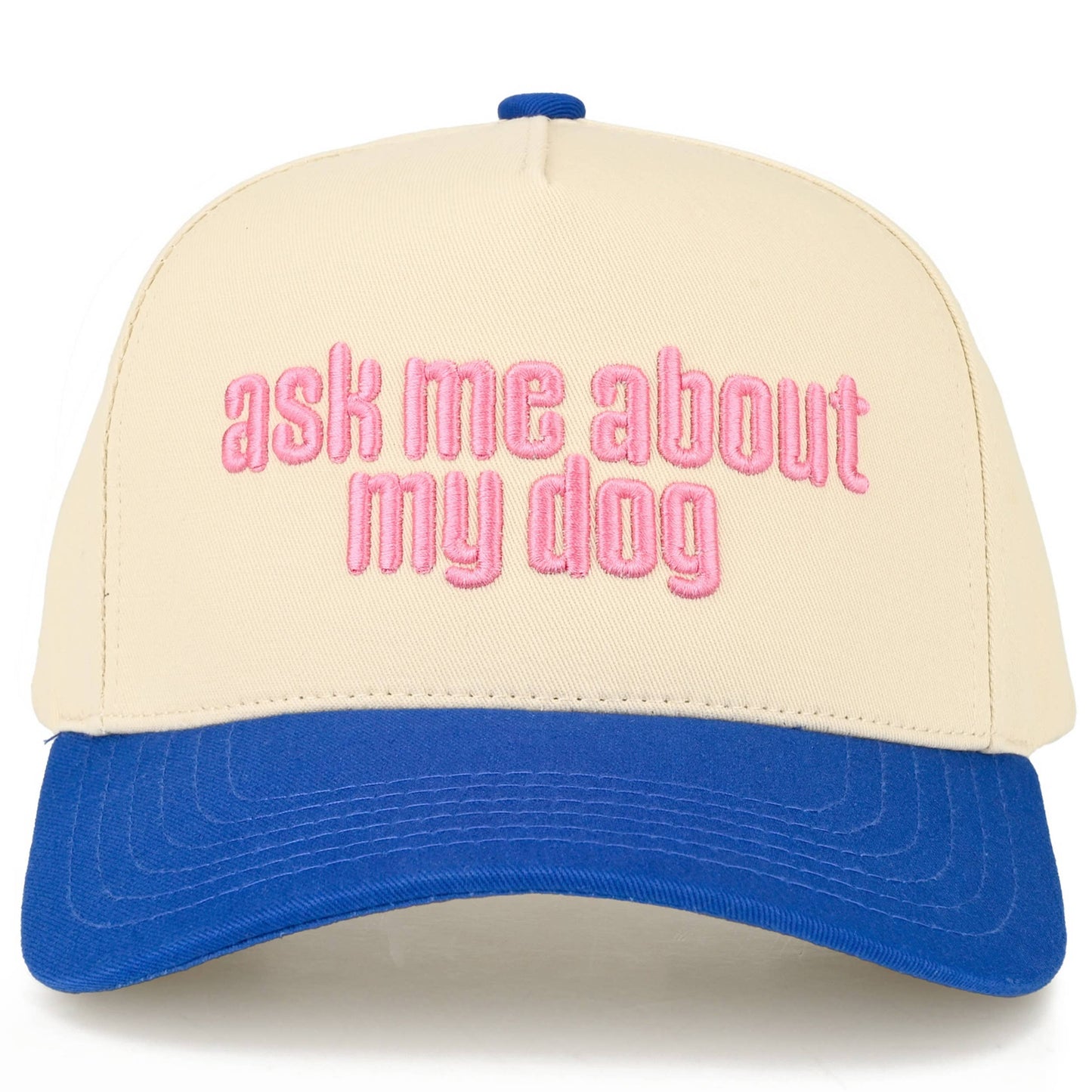 C.C ASK ME ABOUT MY DOG Letter on Two Tone Trucker Hat