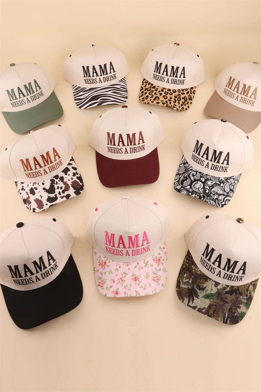 Mama Needs A Drink Two Tone Snapback Hat