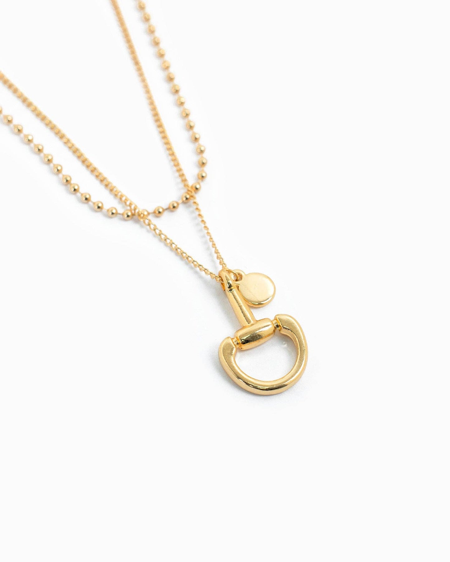 2 Layered Golden Horsebit Coin Necklace