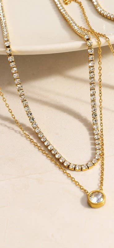 18K STAINLESS STEEL TARNISH FREE LAYERED NECKLACE | 40NK9761