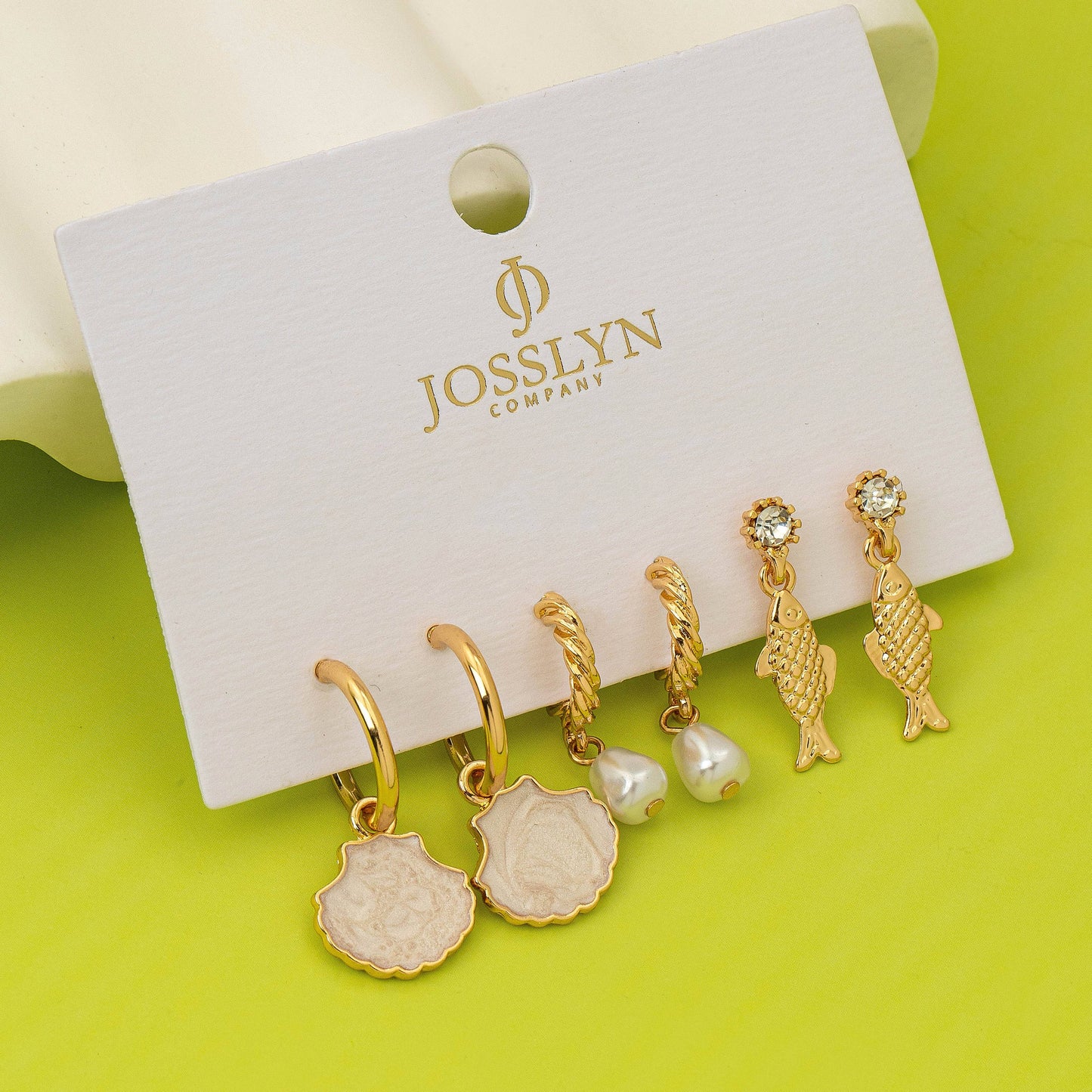 Fish Shell Pearl Marine Trio Earring Set | 80E62030